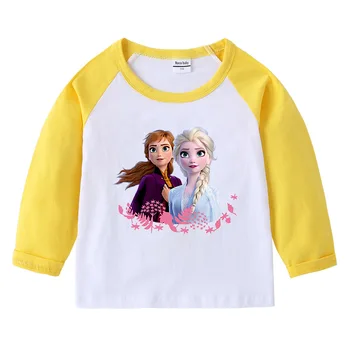 Disney Frozen Anna Elsa De Impresión Bebé Niños Niñas Camiseta De Otoño Adolescente De Manga Larga De Algodón De Camiseta Para Niños Ropa Para Niños Y Niñas