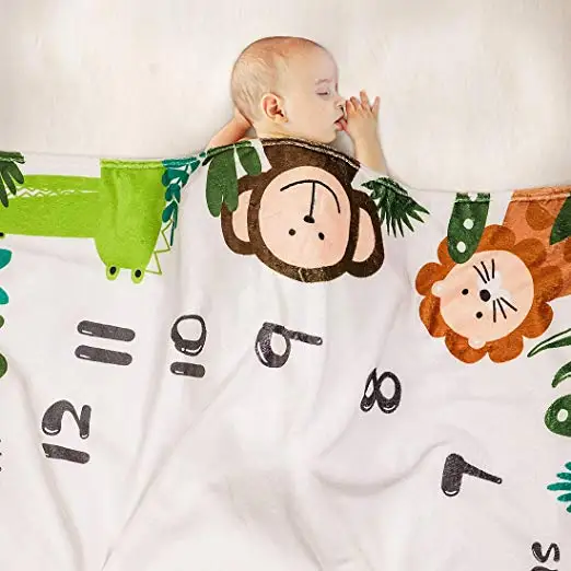 Suave lana de bebé mes hito manta para hombres y mujeres, de gran tamaño (119.38 cm x 99.06 cm) personalizado fondo de la foto bla 4