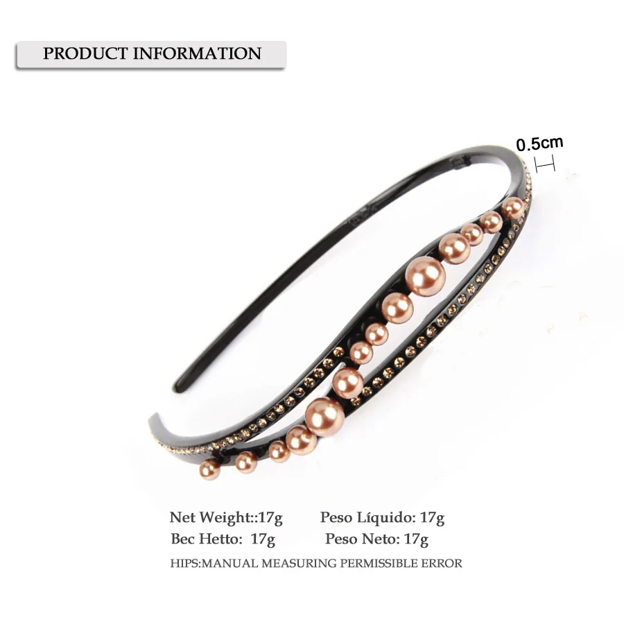 Francés de Diseño de diamante de imitación de Bandas para el Cabello - Diadema de Perlas para las Mujeres de la Señora de Accesorios para el Cabello - Clásico del Pelo de la Joyería del Ornamento de la Tiara 3