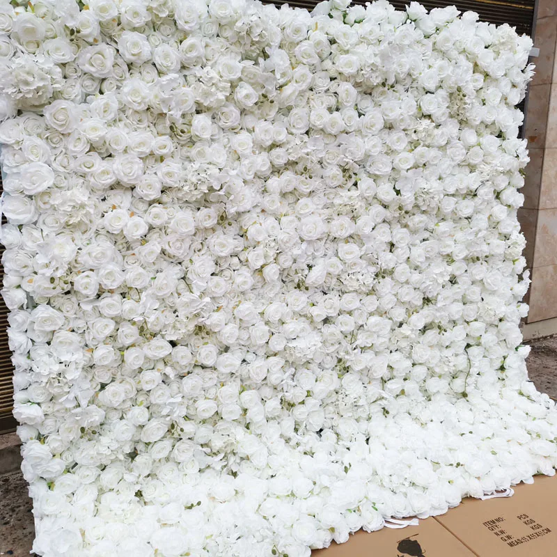 SPR 3D blanco/de marfil del rollo de la pared con la mariposa Artificial de la flor de la boda de ocasión telón de fondo arreglo de flores decoraciones 0