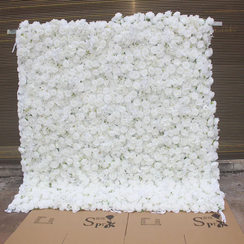 SPR 3D blanco/de marfil del rollo de la pared con la mariposa Artificial de la flor de la boda de ocasión telón de fondo arreglo de flores decoraciones 1
